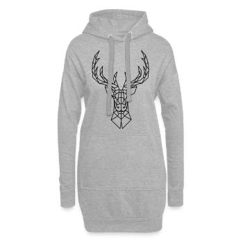 Hirsch Geweih Hirschkopf Geschenk Natur Geometrie - Hoodie-Kleid - Grau meliert - Vorne