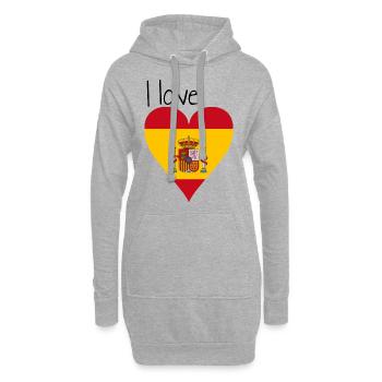 Ich liebe Spanien. Geschenkidee, spanische Flagge - Hoodie-Kleid - Grau meliert - Vorne