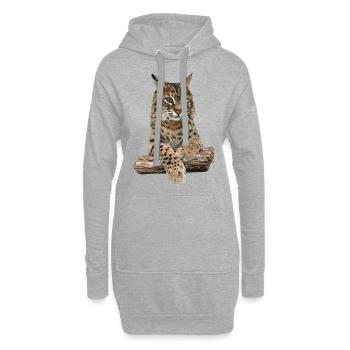 Lynx - Sweat-shirt à capuche long Femme - gris chiné - Devant