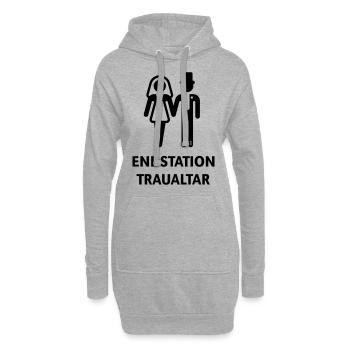 Endstation Traualtar (Bräutigam / Braut / JGA / B) - Hoodie-Kleid - Grau meliert - Vorne