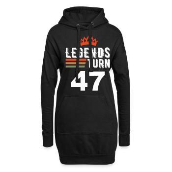 Legenden werden 47, 47 Geburtstag - Hoodie-Kleid - Schwarz - Vorne