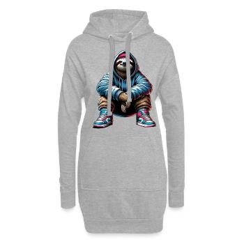 Paresseux décontracté en sweat à capuche streetwear - Sweat-shirt à capuche long Femme - gris chiné - Devant