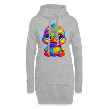 WPAP polygone style Kawaii animaux bébé canard poussin - Sweat-shirt à capuche long Femme - gris chiné - Devant
