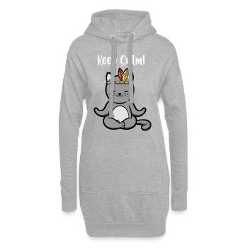 Gardez calme chat yoga méditation pilates cadeau - Sweat-shirt à capuche long Femme - gris chiné - Devant
