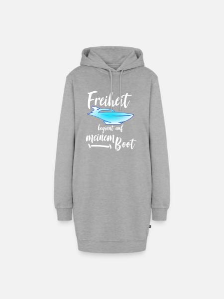 Freiheit Boot Motorboot Segeln Yacht - Hoodie-Kleid - Grau meliert