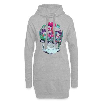Schädel Natur - Hoodie-Kleid - Grau meliert - Vorne