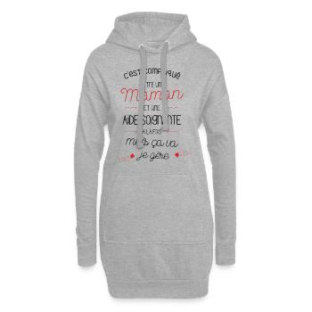 C est compliqué d être Maman et Aide Soignante - Sweat-shirt à capuche long Femme - gris chiné - Devant