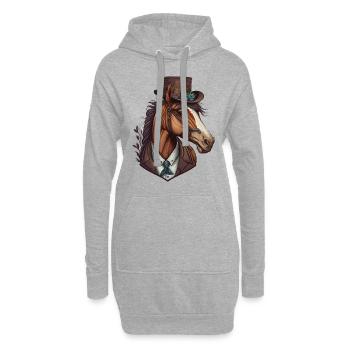 Elegantes Pferd - Hoodie-Kleid - Grau meliert - Vorne