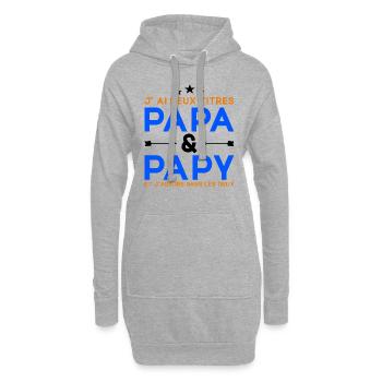 J'ai Deux Titres Papa et Papy Cadeau Fête des Père - Sweat-shirt à capuche long Femme - gris chiné - Devant