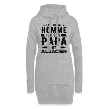 Un vrai homme n'est que papa et alsacien - Sweat-shirt à capuche long Femme - gris chiné - Devant