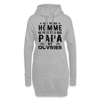 Ein richtiger Mann ist nur ein Vater und ein Arbeiter - Hoodie-Kleid - Grau meliert - Vorne