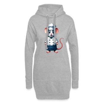 Karikatur Ratte Maus Outfit Koch Küche - Hoodie-Kleid - Grau meliert - Vorne