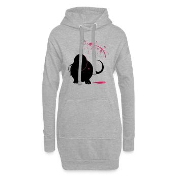 Schwarzer Elefant mit rosa Farbe - Hoodie-Kleid - Grau meliert - Vorne