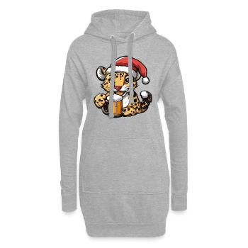 Leopard Weihnachten Bier - Hoodie-Kleid - Grau meliert - Vorne