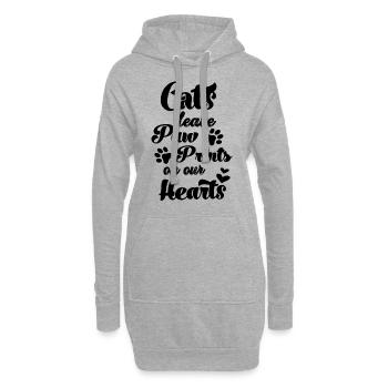 Les chats laissent des empreintes de pattes dans nos cœurs - Sweat-shirt à capuche long Femme - gris chiné - Devant