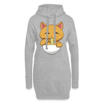 Asiatisches Japanische Ramen Katze I Geschenk - Hoodie-Kleid - Grau meliert - Vorne