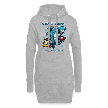 Rocket Shark Drôles D’animaux - Sweat-shirt à capuche long Femme - gris chiné - Devant