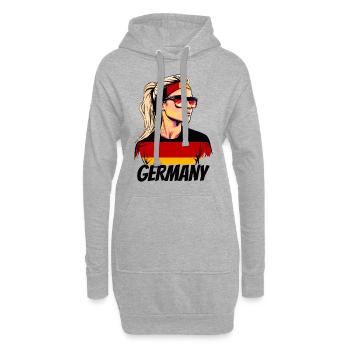 Deutschland Flagge Fahne Frau Sonnenbrille Fan - Hoodie-Kleid - Grau meliert - Vorne