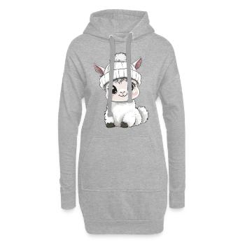 Lama Süß Niedlich Baby Kinder Tier Alpaka Cartoon - Hoodie-Kleid - Grau meliert - Vorne