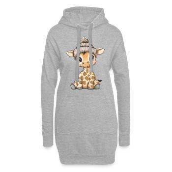 Giraffe Süß Niedlich Baby Kinder Tier Cartoon - Hoodie-Kleid - Grau meliert - Vorne