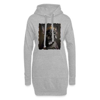 Renaissance Pet Portrait chihuahua King Crown - Sweat-shirt à capuche long Femme - gris chiné - Devant