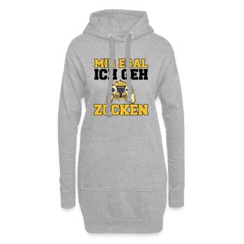Mir Egal Ich Geh Zocken Gaming Spruch - Hoodie-Kleid - Grau meliert - Vorne