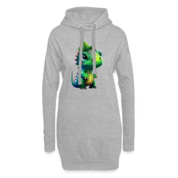 Bébé dinosaure - Sweat-shirt à capuche long Femme - gris chiné - Devant