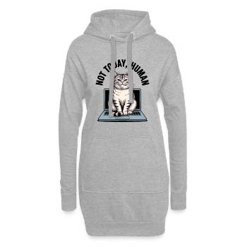 Katzen Spruch Not Today Human Büro Cat Homeoffice - Hoodie-Kleid - Grau meliert - Vorne
