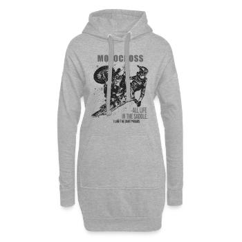 Motocross moto coss motos bikers - Sweat-shirt à capuche long Femme - gris chiné - Devant