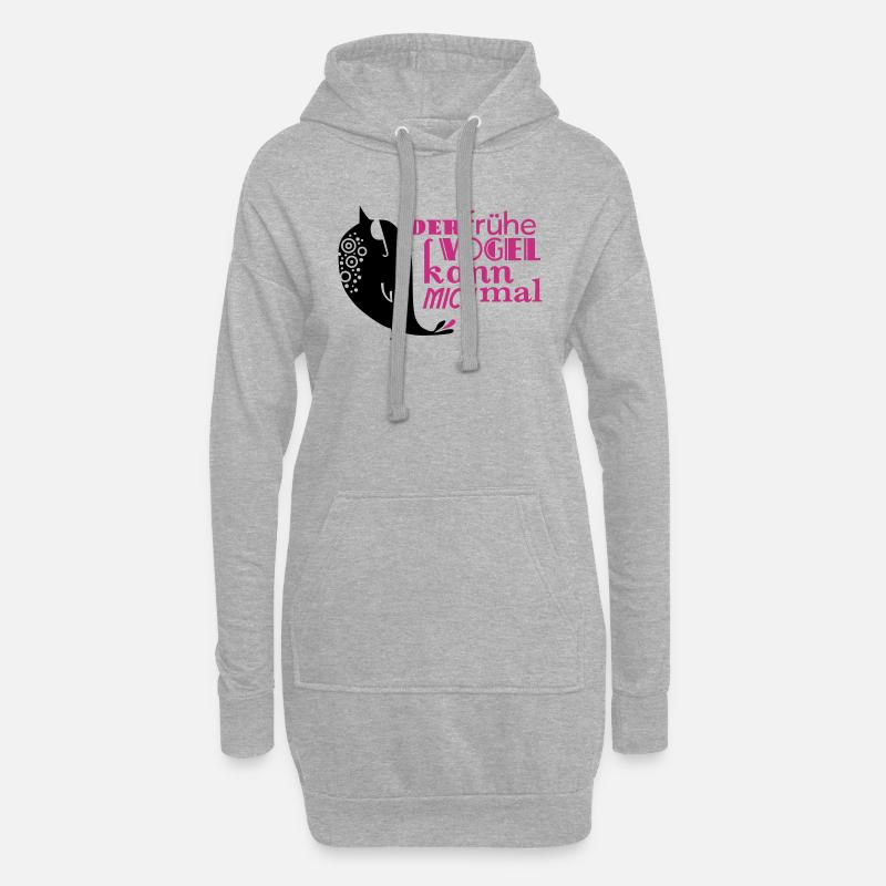 Der frühe Vogel kann mich mal - Hoodie-Kleid - Grau meliert