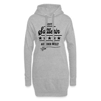 Sattlerin Sattler Frauen Autosattler Ledersattler - Hoodie-Kleid - Grau meliert - Vorne