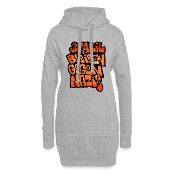 Restez stable contre les nazis - Sweat-shirt à capuche long Femme - gris chiné - Devant