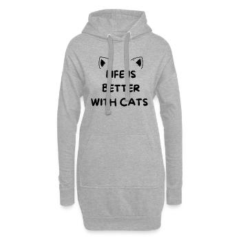 LIFE IS BETTER WITH CATS - Hoodie-Kleid - Grau meliert - Vorne