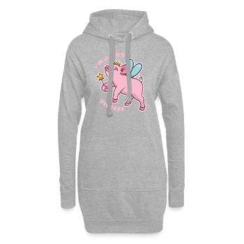 Schwein Prinzessin - Ich bin ein niedlicher Pigcess - Hoodie-Kleid - Grau meliert - Vorne