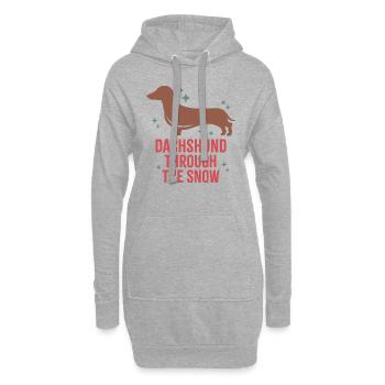 Dackel durch den Schnee - Hoodie-Kleid - Grau meliert - Vorne