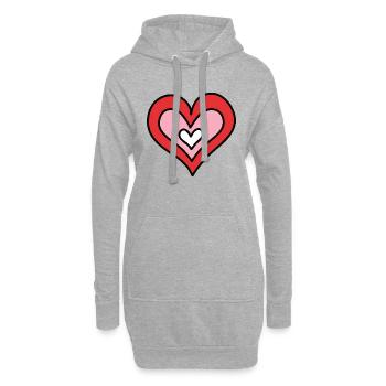Coeur dessiné à la main - Sweat-shirt à capuche long Femme - gris chiné - Devant