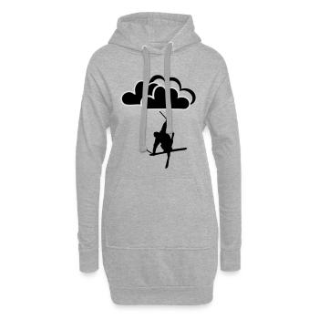 Freestyler mit Wolken - Hoodie-Kleid - Grau meliert - Vorne
