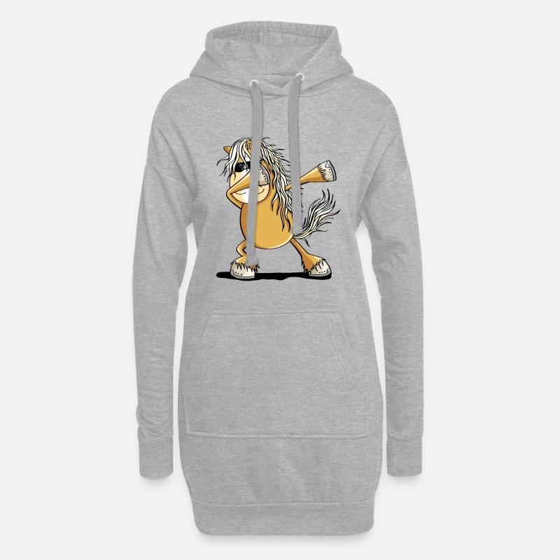 Cooles Dab Dance Pferd Dabbing Pony Comic - Hoodie-Kleid - Grau meliert