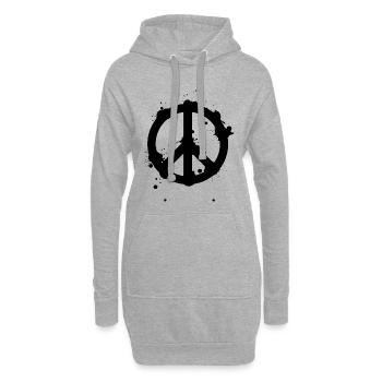 Signe de paix frappant dans un look éclaboussé de graffitis - Sweat-shirt à capuche long Femme - gris chiné - Devant