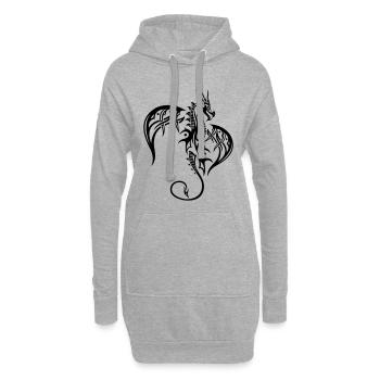 Dragon avec des ailes. - Sweat-shirt à capuche long Femme - gris chiné - Devant