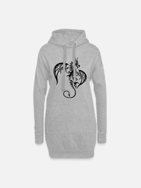 Fliegender Fantasy Drache - Hoodie-Kleid - Grau meliert