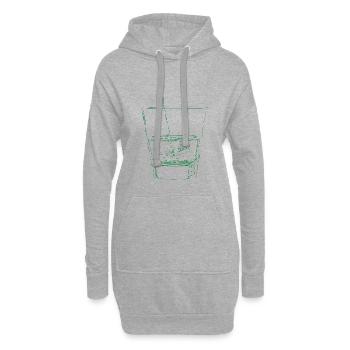 Grünes Glas mit Strohhalm Sketch - Hoodie-Kleid - Grau meliert - Vorne