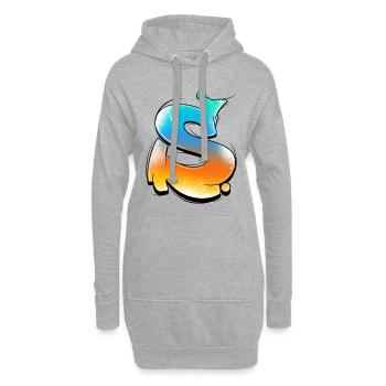 S-Farbverlauf Neon Spritzer - Hoodie-Kleid - Grau meliert - Vorne