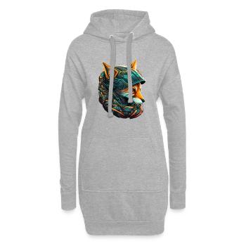 Renard cybernétique au casque neon - Sweat-shirt à capuche long Femme - gris chiné - Devant