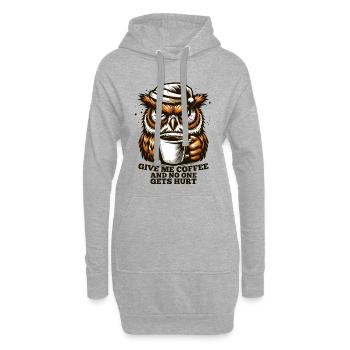 Owl Coffee Tired Gift - Hoodie Dress - heather grey - Front