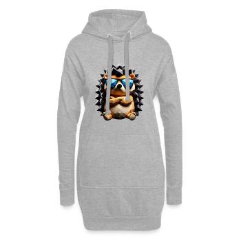 hérisson cool - Sweat-shirt à capuche long Femme - gris chiné - Devant