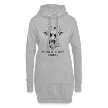 Papi sait faire des grillades – culte pour le gril - Sweat-shirt à capuche long Femme - gris chiné - Devant