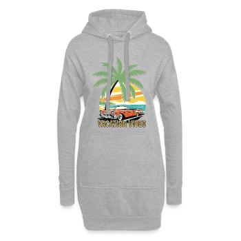 Ciel tropical et voiture vintage - Sweat-shirt à capuche long Femme - gris chiné - Devant
