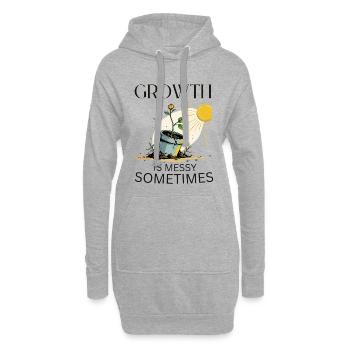 Wachstumsgeschichte mit Blume und Sonne - Hoodie-Kleid - Grau meliert - Vorne