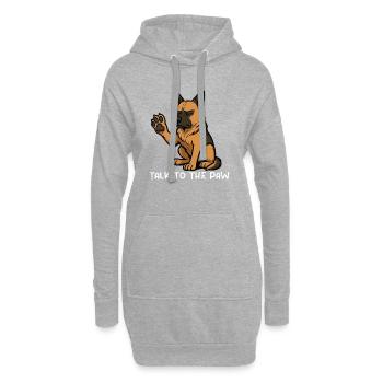 Parlez à la patte Berger allemand - Sweat-shirt à capuche long Femme - gris chiné - Devant